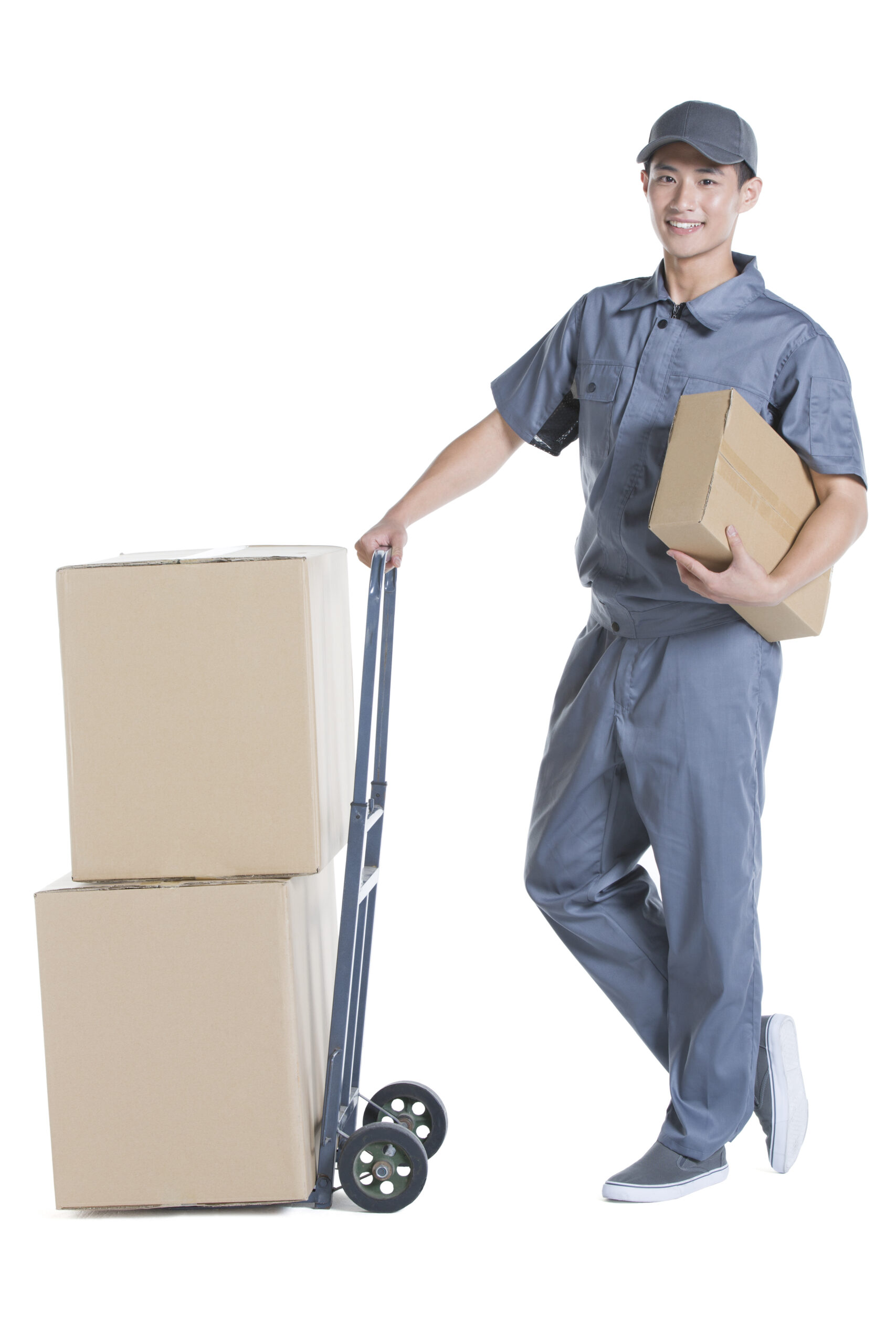 Chinese delivery person delivering package